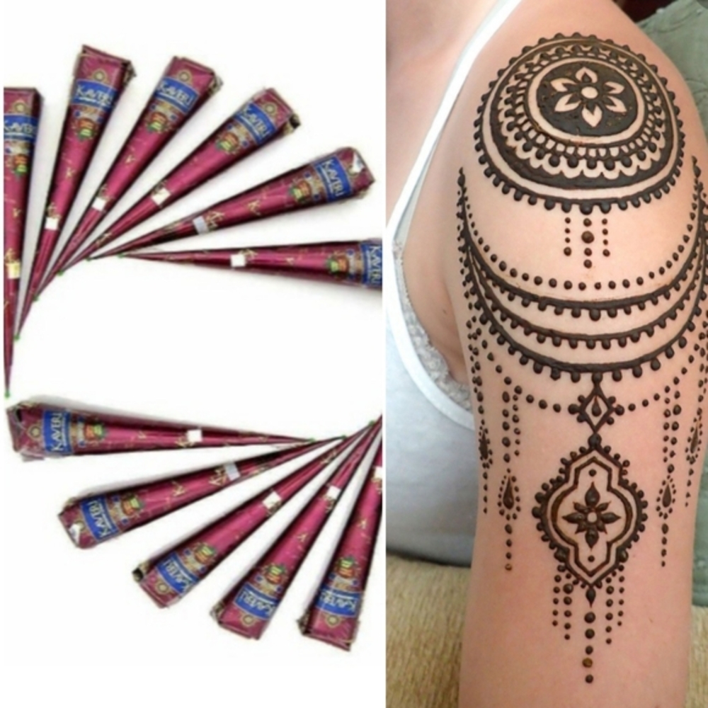 96 henna mehndi cones for temporary natural tattoo
